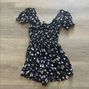 Billabong Black and Pink Floral Romper
